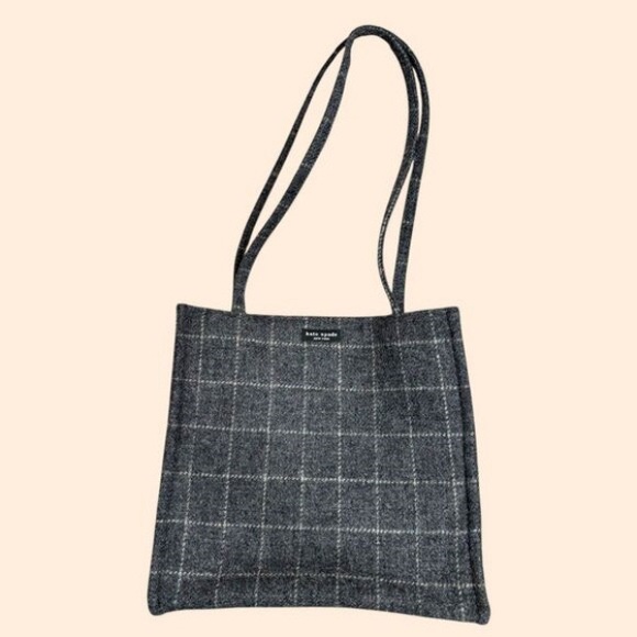 Handbags - Gray Plaid Tote Bag